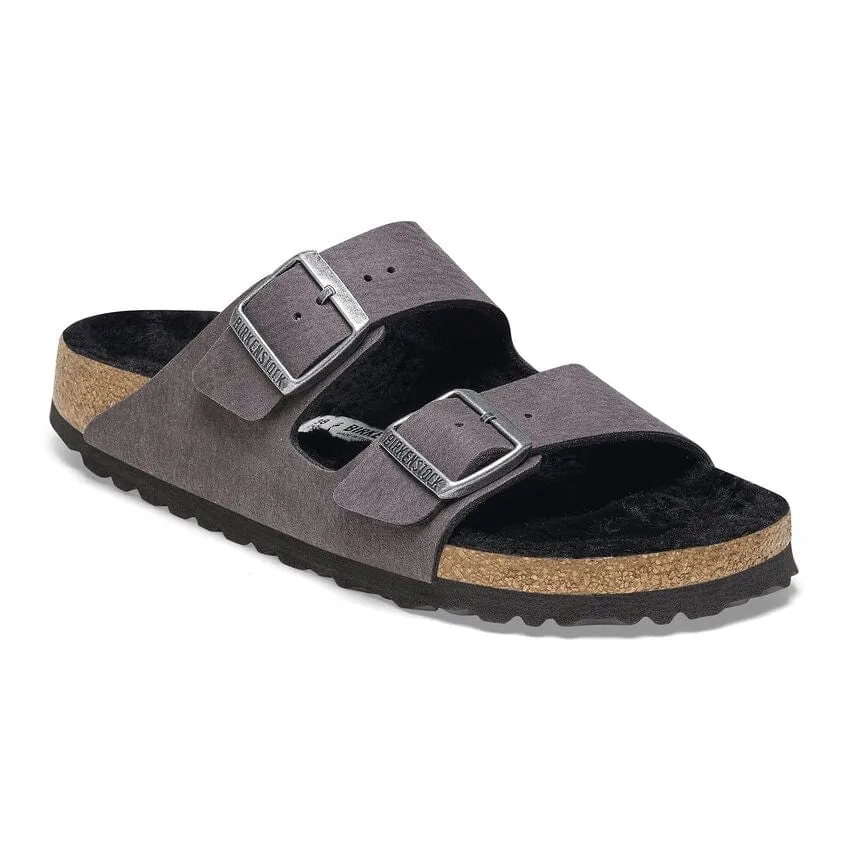 Birkenstock Arizona Shearling Sandals- Desert Dust Black