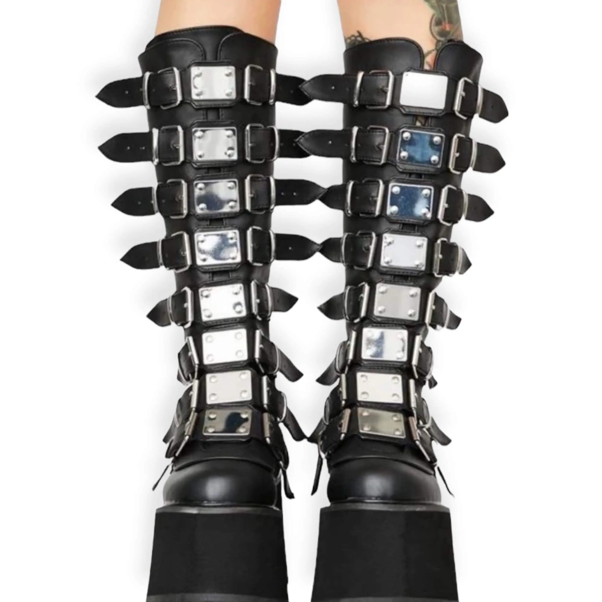 Black Wedge Knee Platform Boots