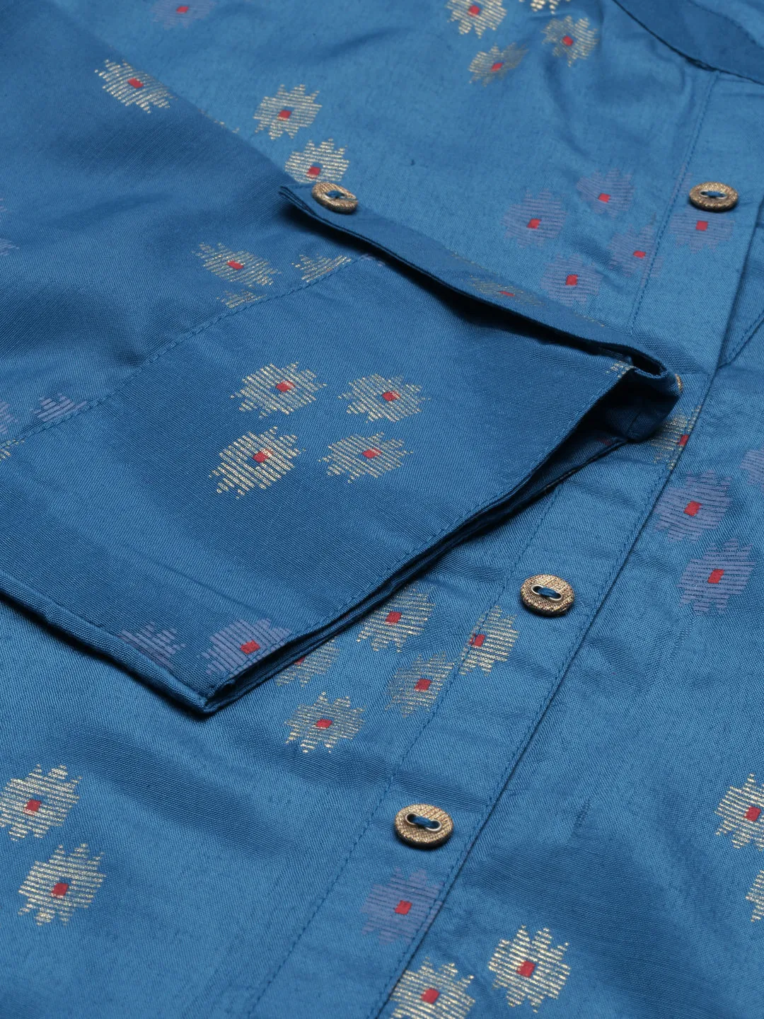 Blue Asymmetric Printed Kurta