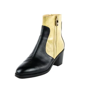 Chanel Black & Beige CC Ankle Boots Size US 12 | EU 42
