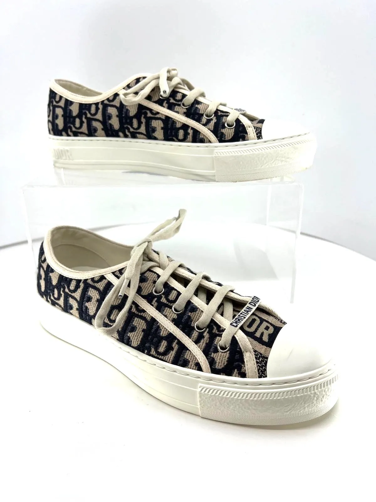 CHRISTIAN DIOR CANVAS OBLIQUE WALK N DIOR LOW-TOP SNEAKERS