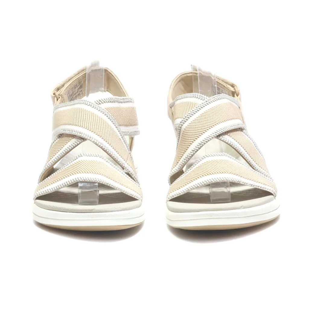 Clarks Flat Sandals Fabric Beige Colour For Women