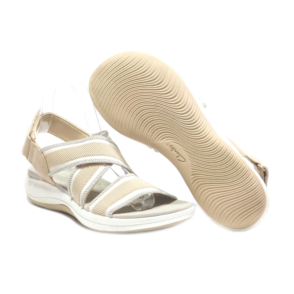 Clarks Flat Sandals Fabric Beige Colour For Women