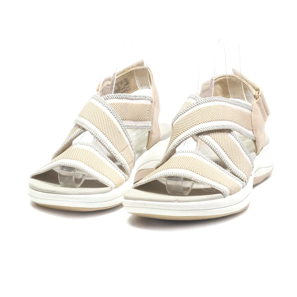 Clarks Flat Sandals Fabric Beige Colour For Women