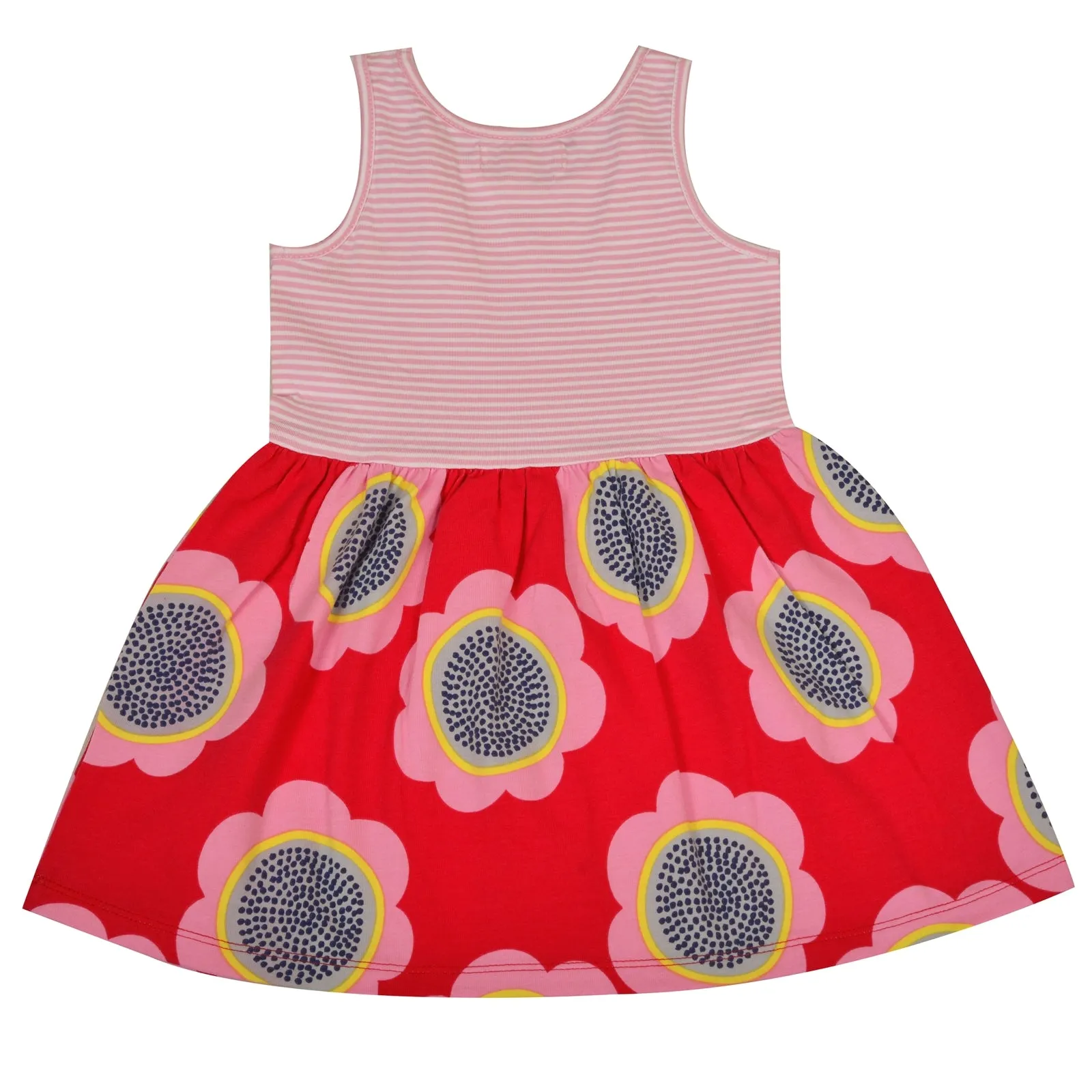 CrayonFlakes Kids Wear for Girls 100% Cotton Sleeveless Frock Printed Dress