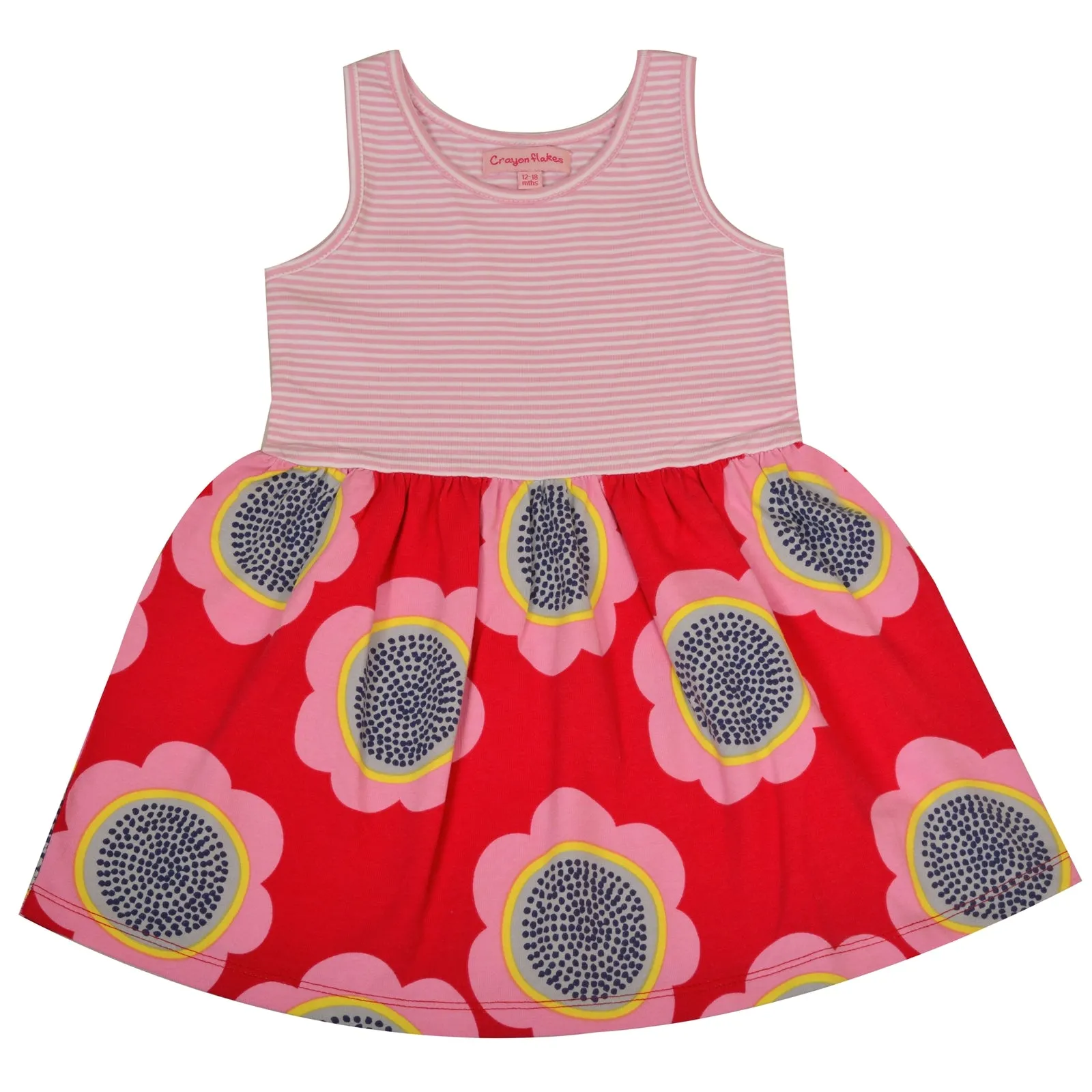 CrayonFlakes Kids Wear for Girls 100% Cotton Sleeveless Frock Printed Dress