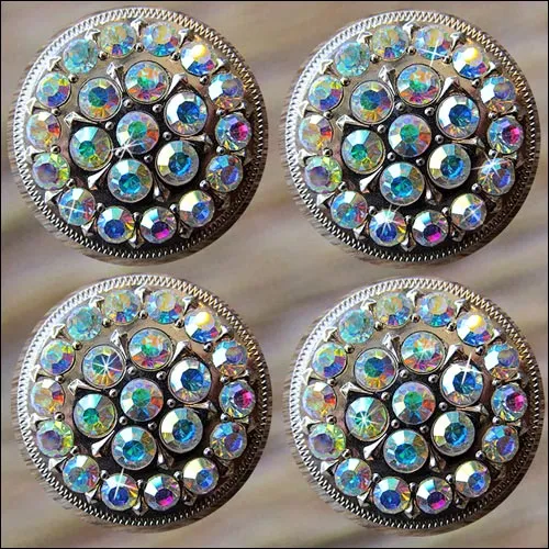 Crystal Rhinestone Bling Berry Concho Glittering Ab Stone Nickle Finish