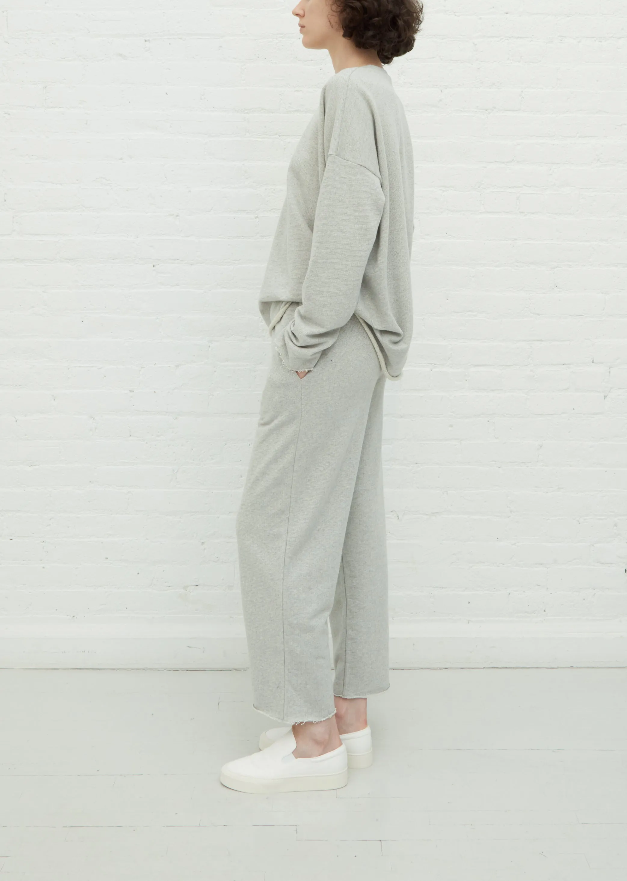 Cut Wide Leg Sweatpant — Heather Grey