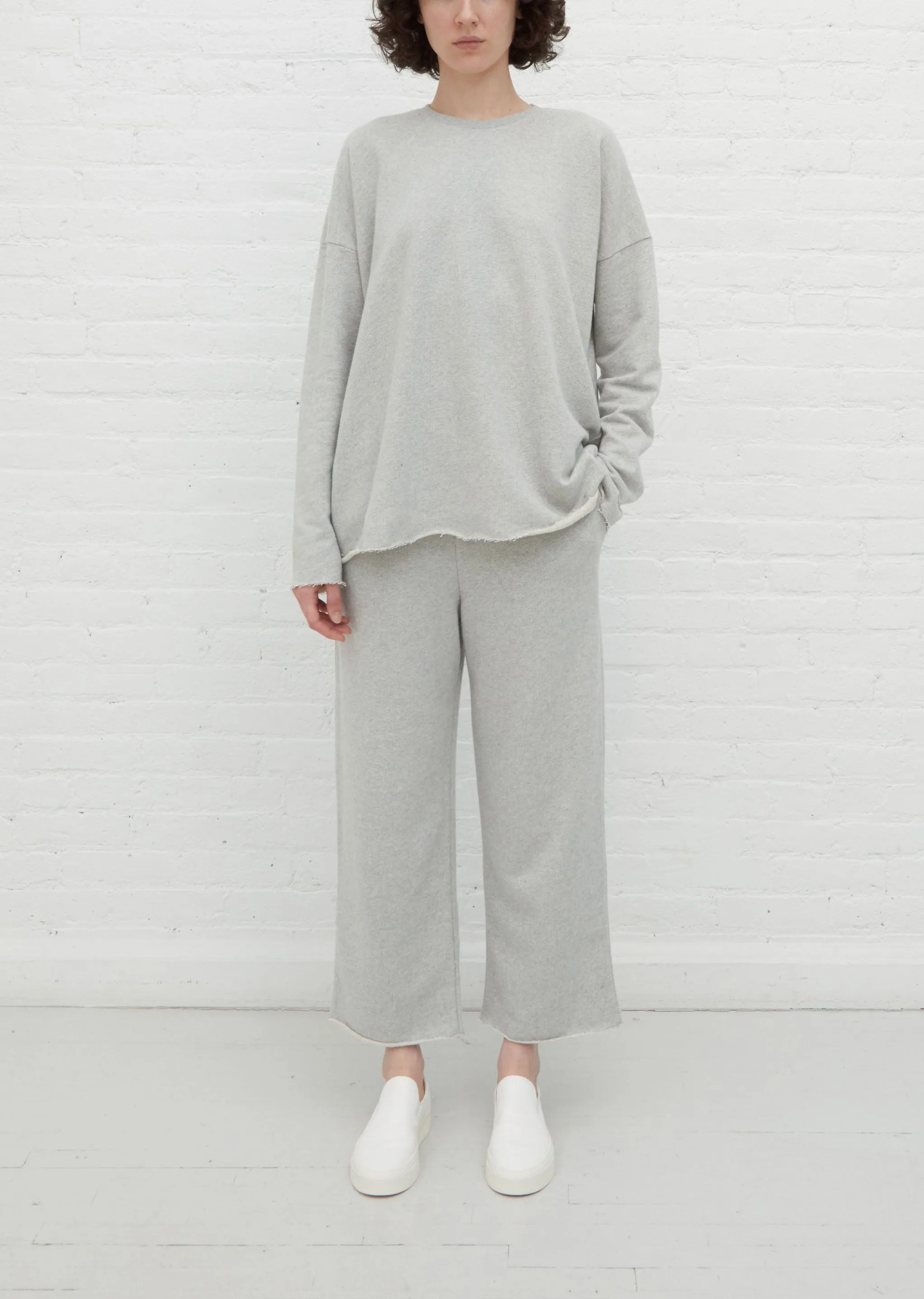 Cut Wide Leg Sweatpant — Heather Grey