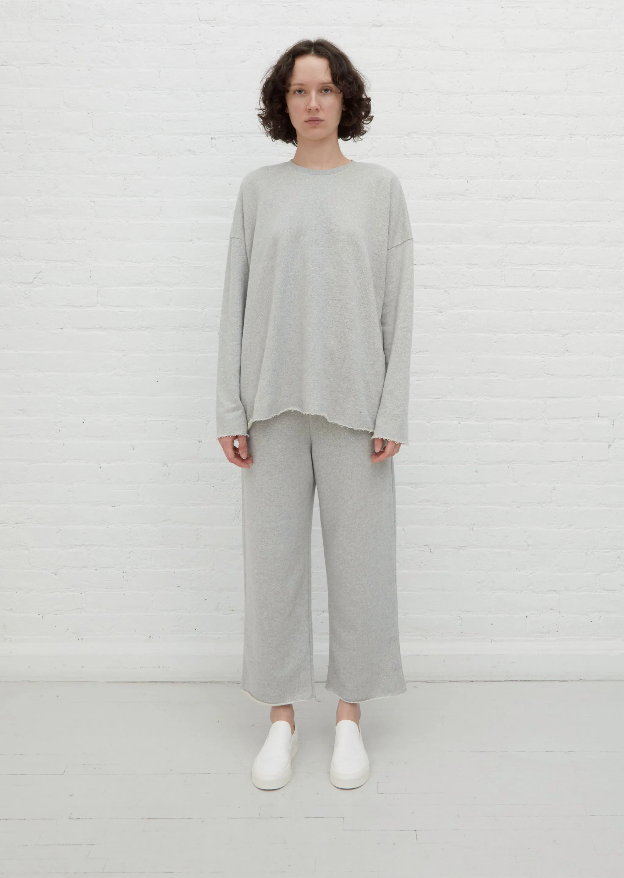 Cut Wide Leg Sweatpant — Heather Grey