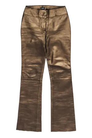 Dolce & Gabbana - Gold Leather Flared Pants Sz 26