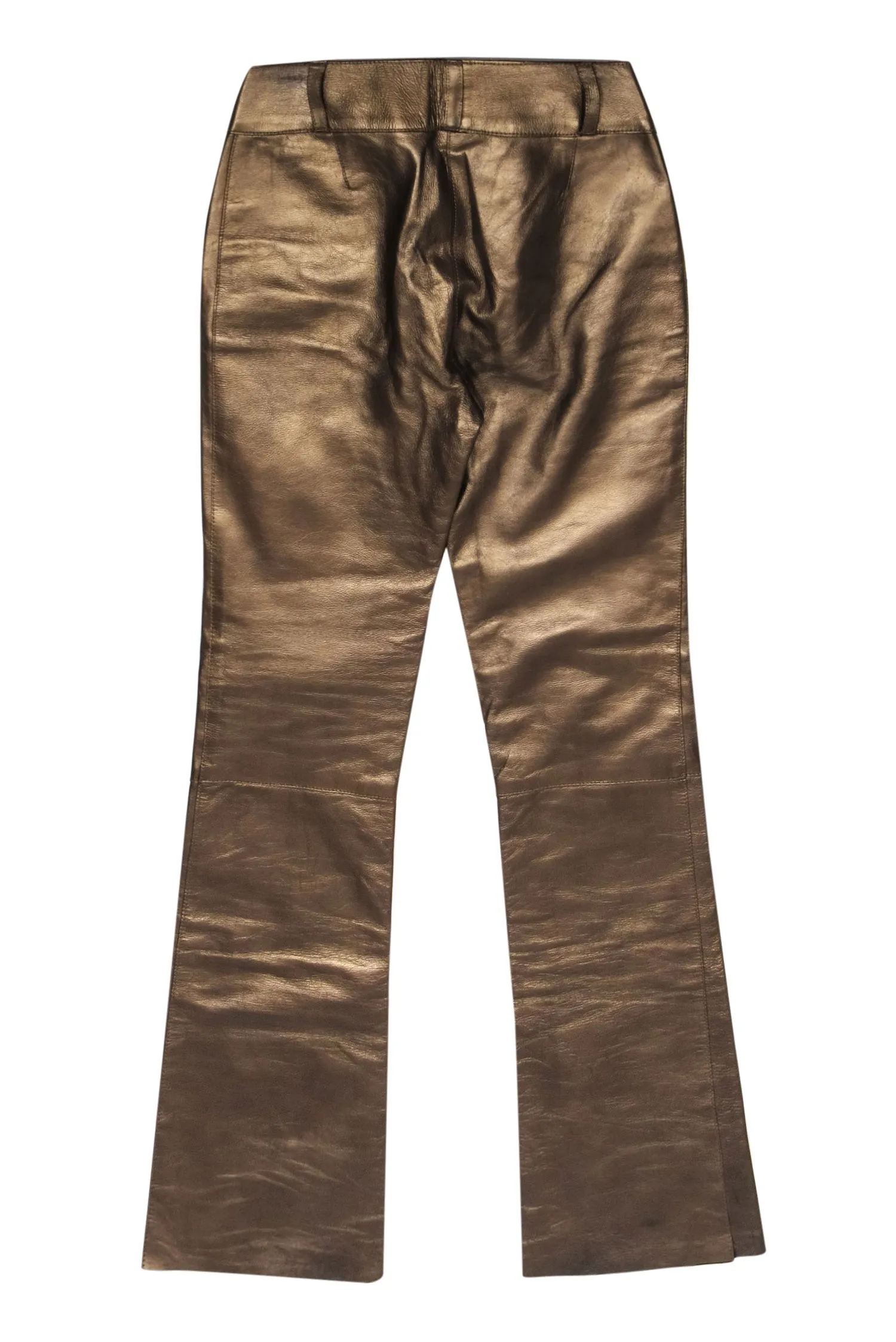 Dolce & Gabbana - Gold Leather Flared Pants Sz 26