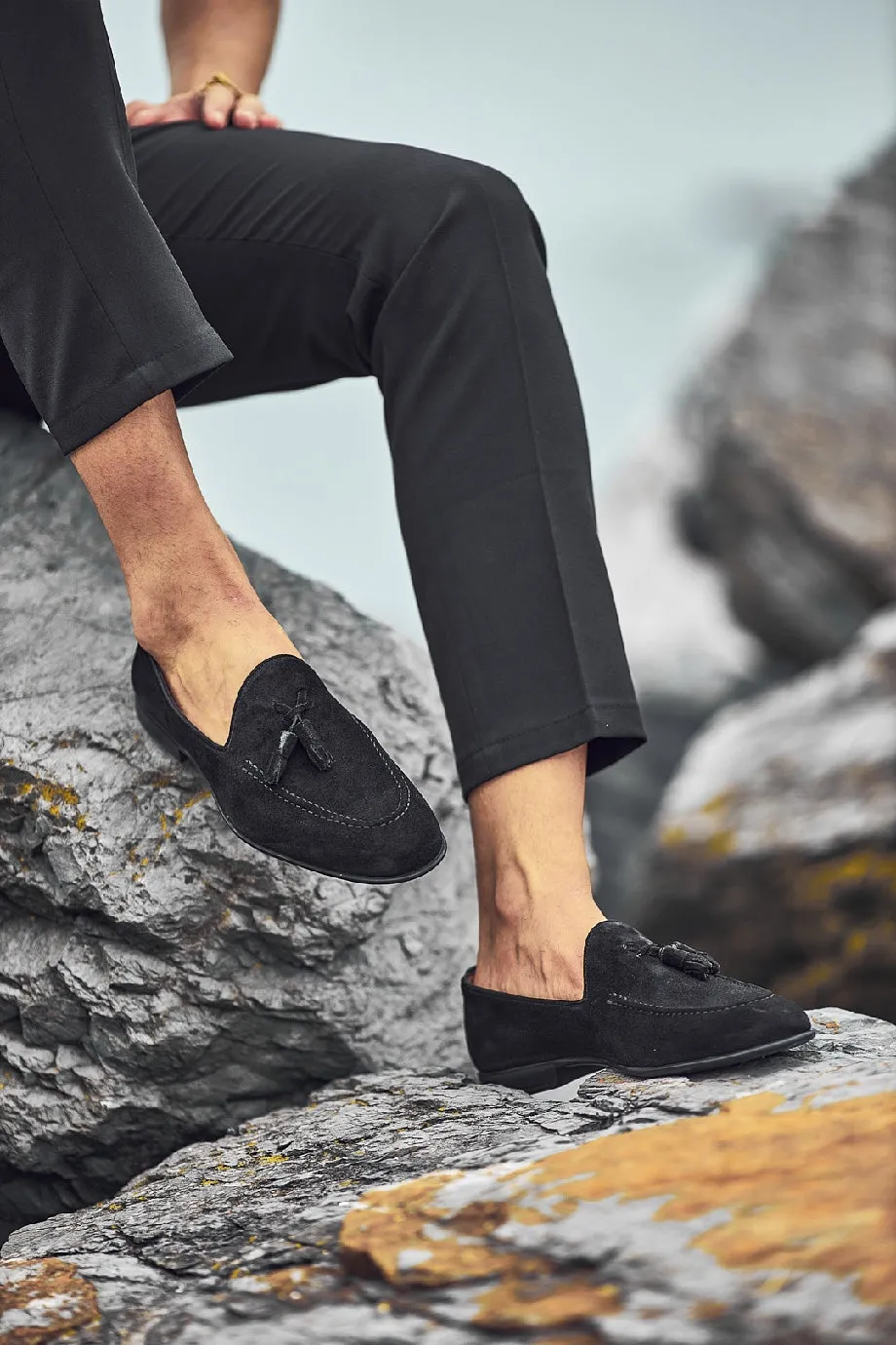 Felix Suede Black Loafers