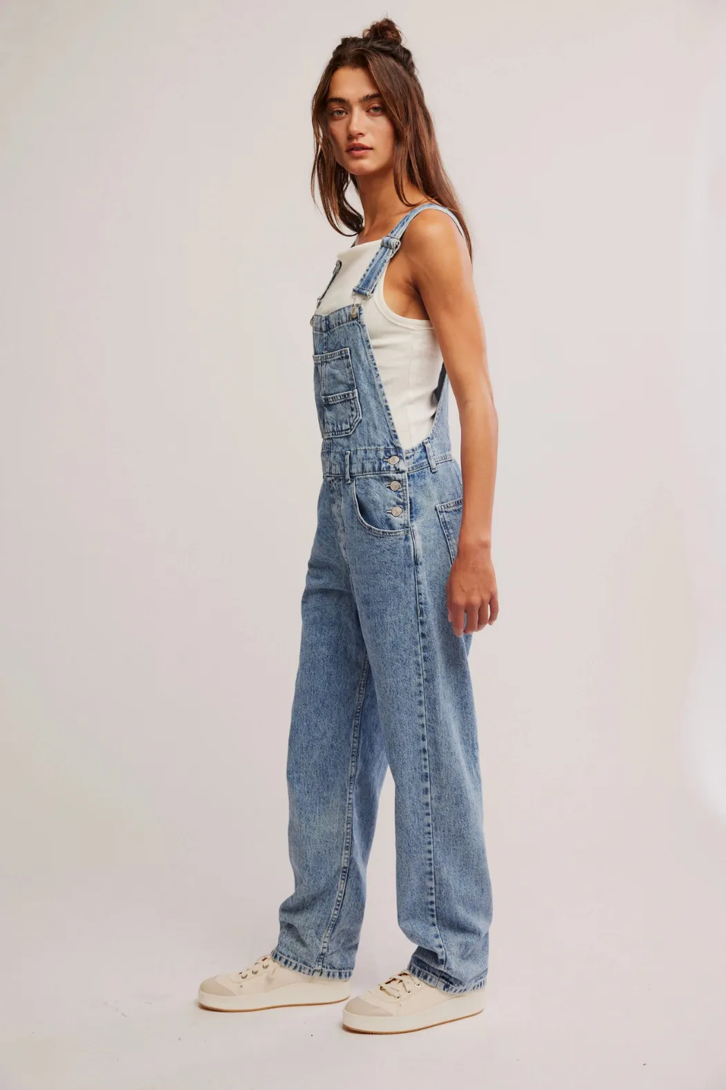 Free People Ziggy Denim Overalls - Powder Blue