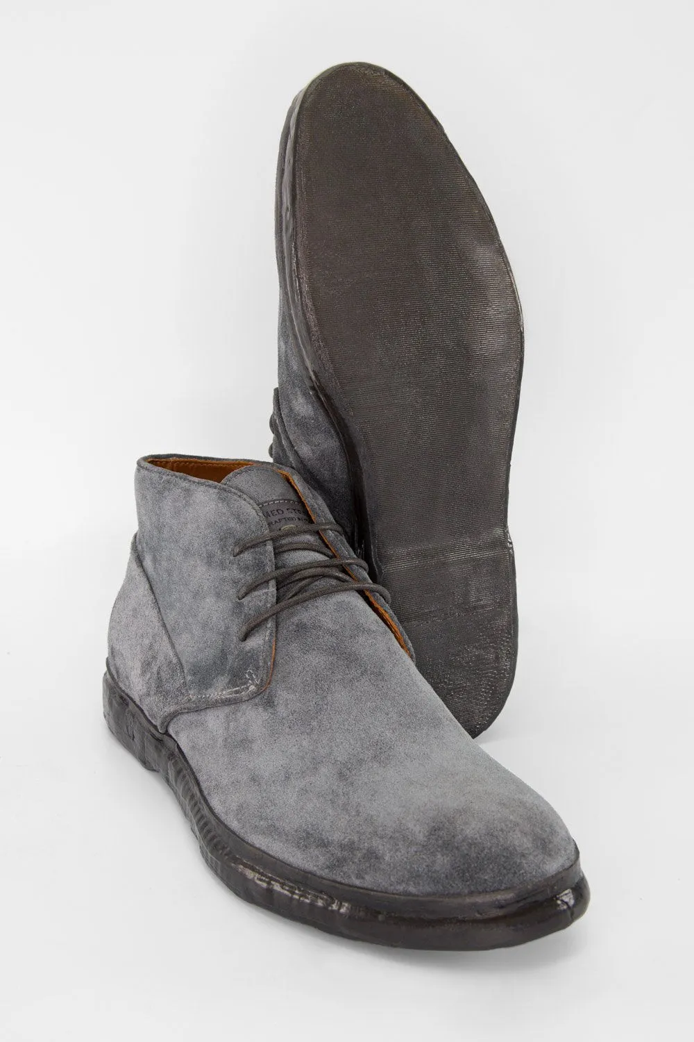 HAMPTON steel-grey suede chukka boots.