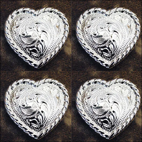 HILASON Screw Back Concho Heart Shaped W/Rope Edge Saddle Bling Black Color | Bridle Conchos | Slotted Conchos