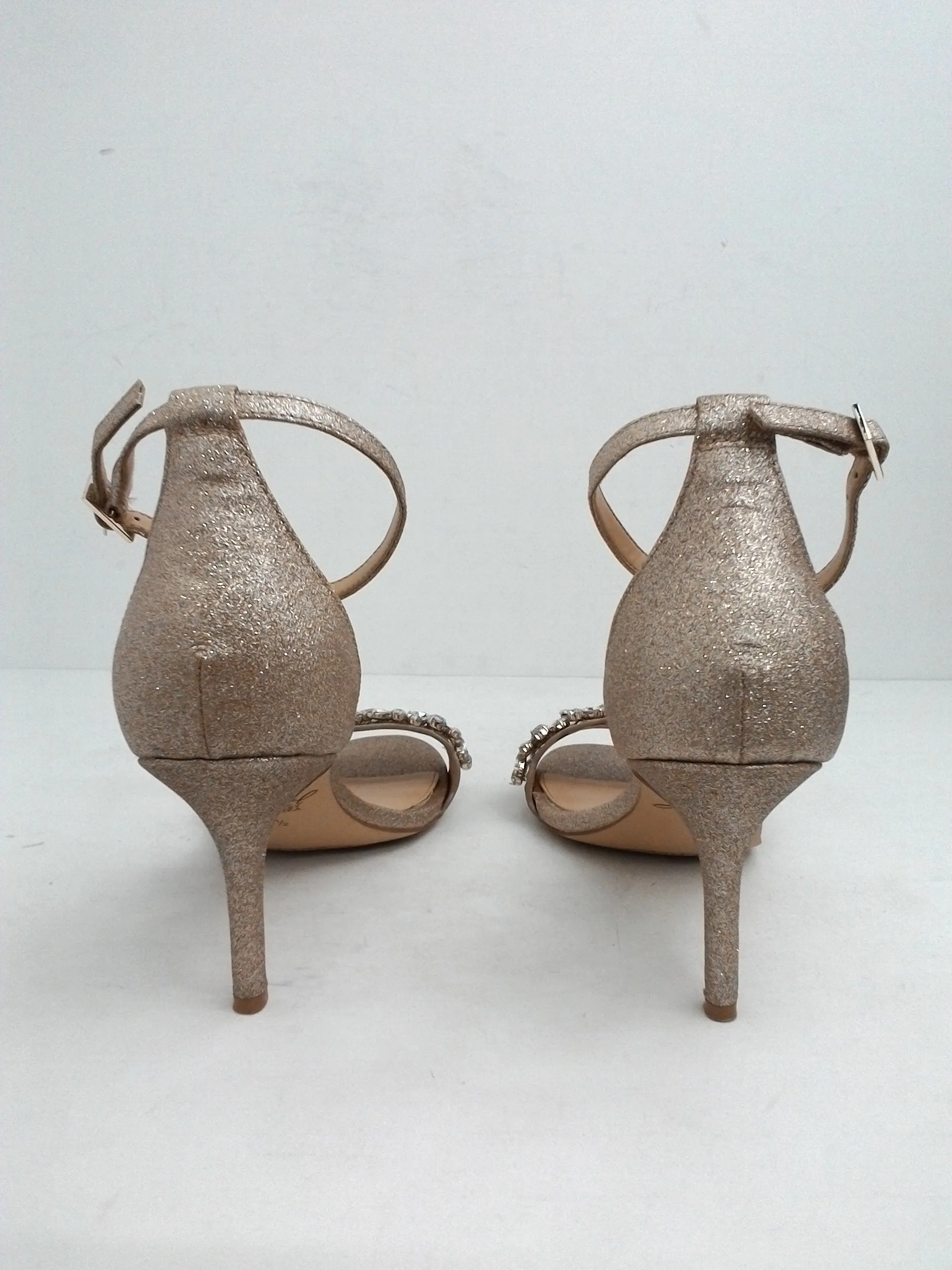 Jewel Badgley Mischka Women's Gold Heel Evening Sandals Size 8.5M
