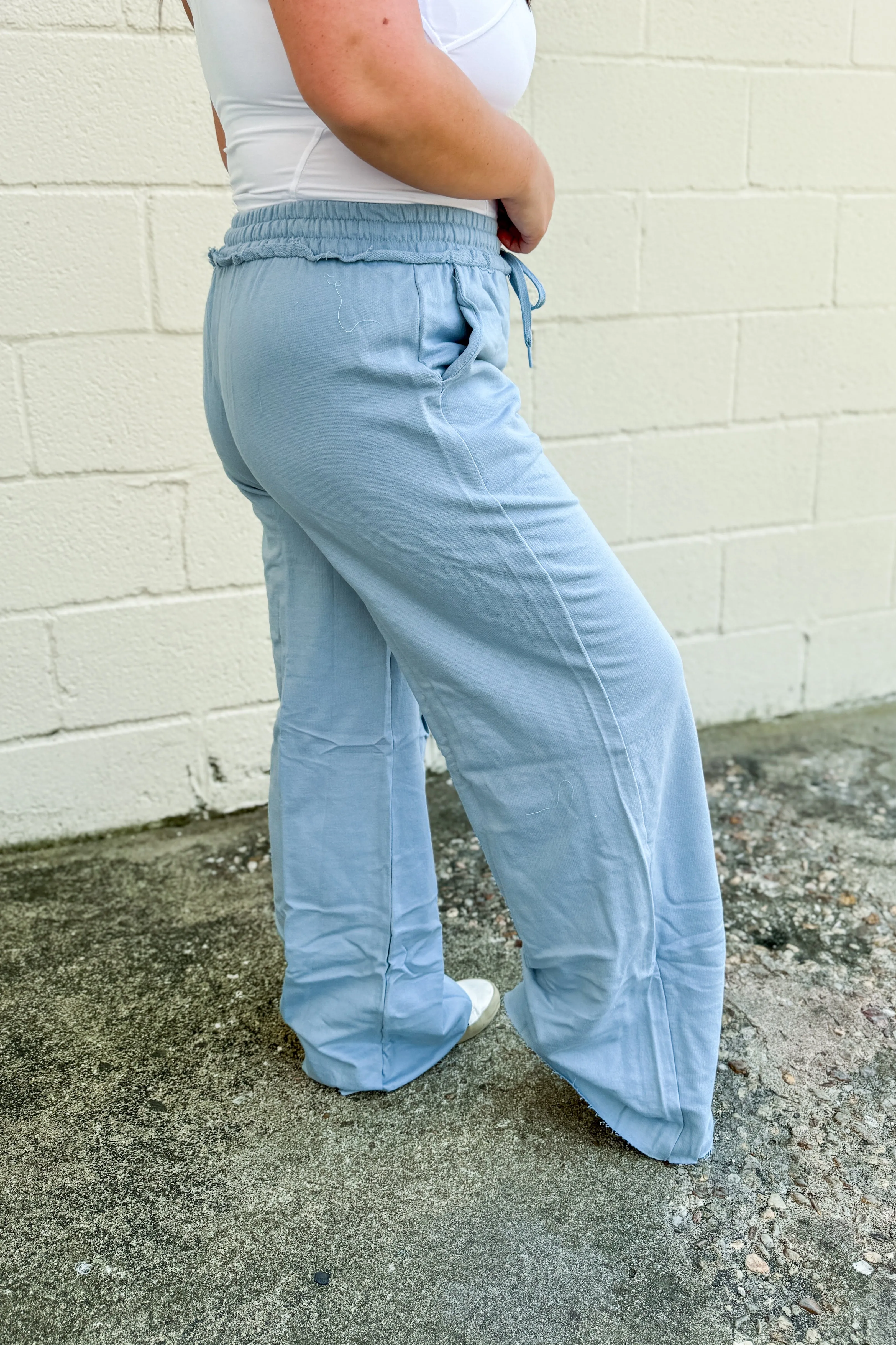 Just Laying Around Distressed Lounge Pants, Ash Blue