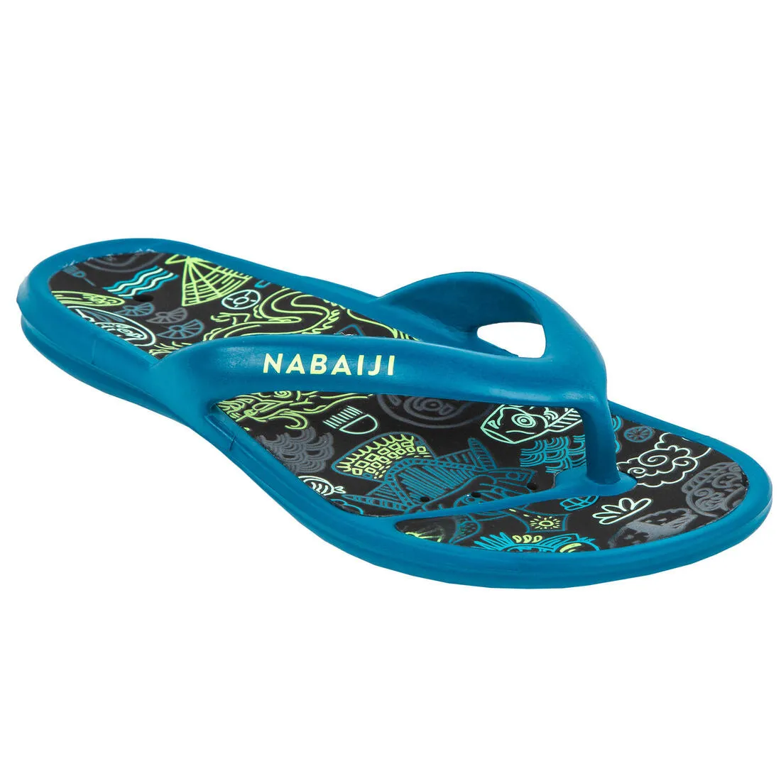 Kids Pool Flip-flops Tonga 500 Print- City Blue
