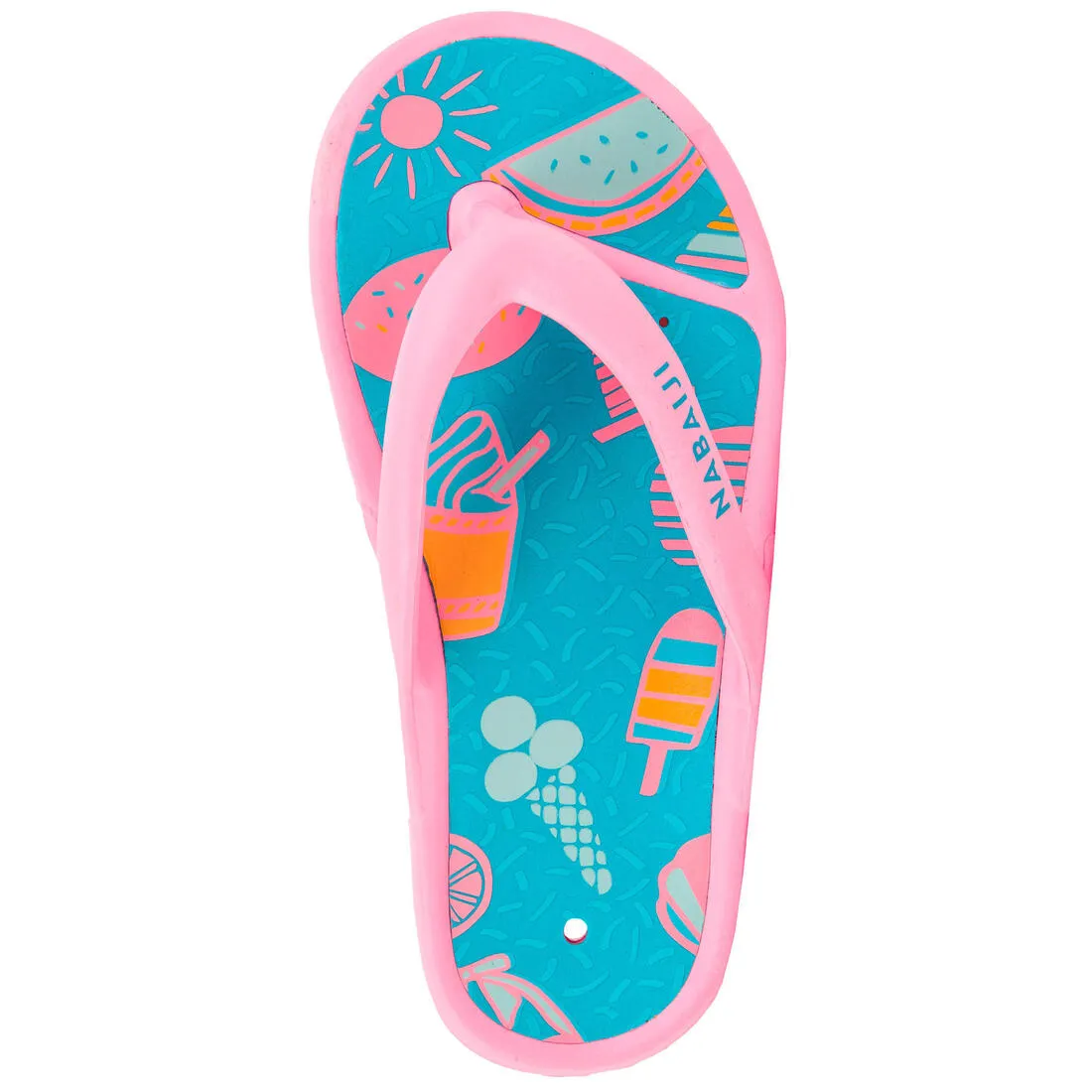 Kids Pool Flip-flops Tonga 500 Print- City Blue