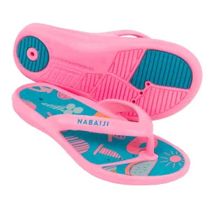 Kids Pool Flip-flops Tonga 500 Print- City Blue
