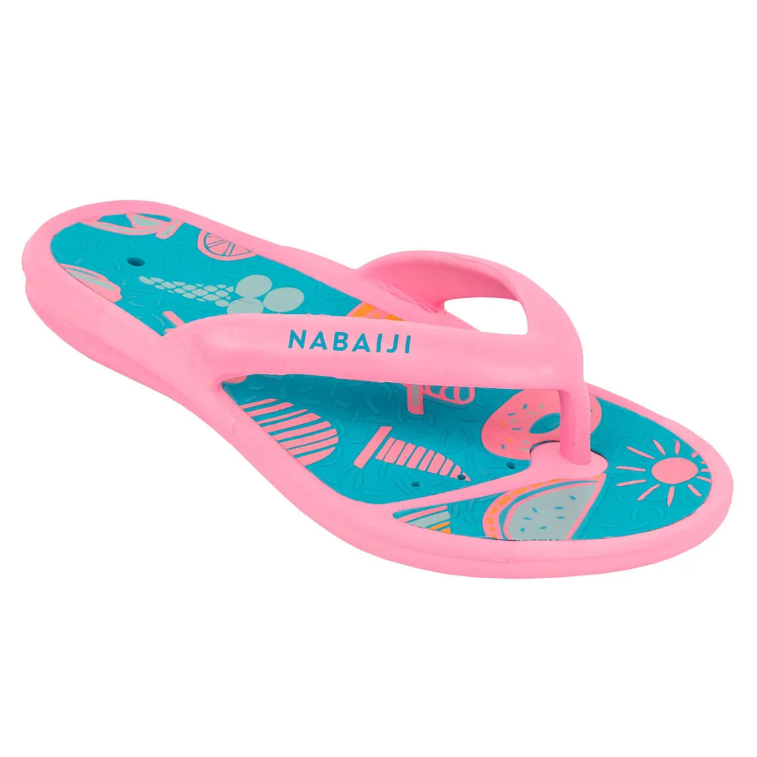 Kids Pool Flip-flops Tonga 500 Print- City Blue