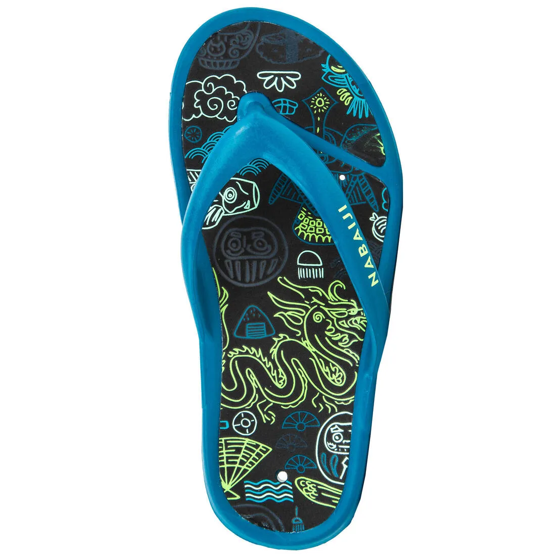 Kids Pool Flip-flops Tonga 500 Print- City Blue