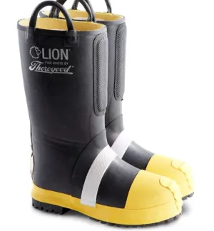LION by Thorogood 807-6000 Men's HellFire Kevlar Insulated 14" Pull-On Rubber Structural Boot - Black