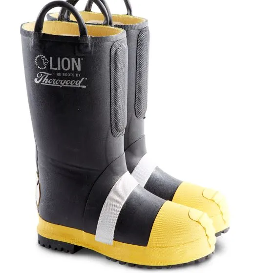 LION by Thorogood 807-6000 Men's HellFire Kevlar Insulated 14" Pull-On Rubber Structural Boot - Black