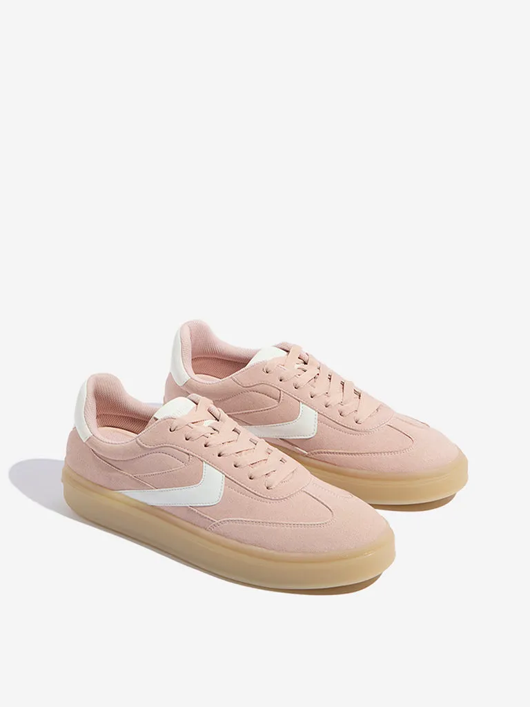 LUNA BLU Blush Pink Lace-Up Sneakers