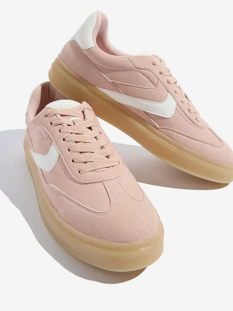 LUNA BLU Blush Pink Lace-Up Sneakers