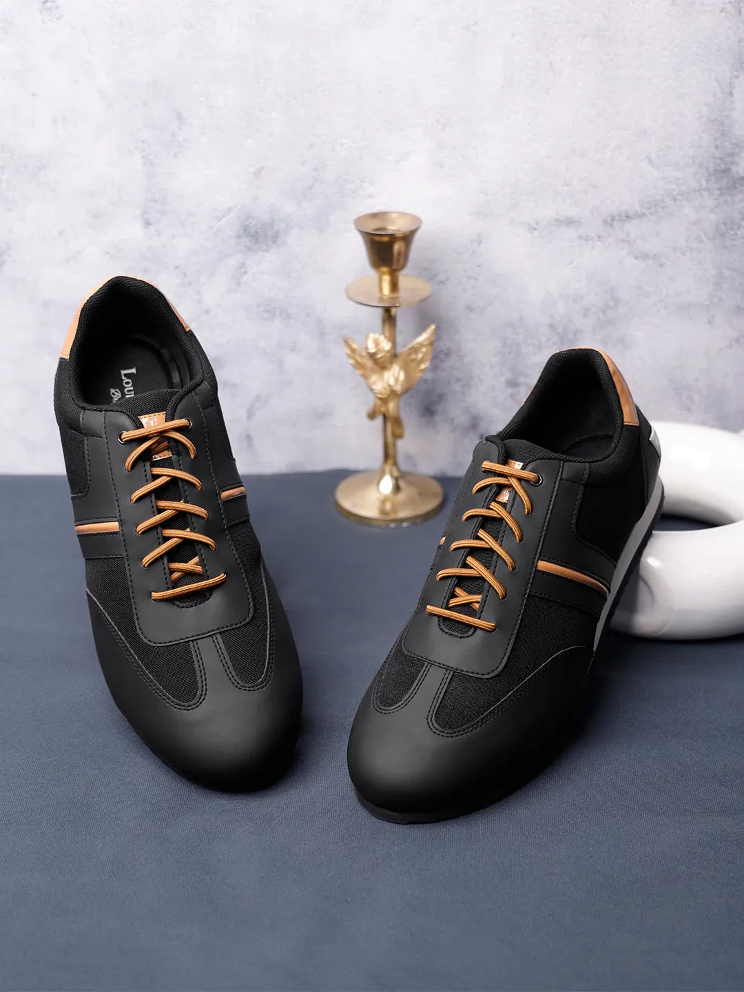 Mustered and Black Sneakers For Men