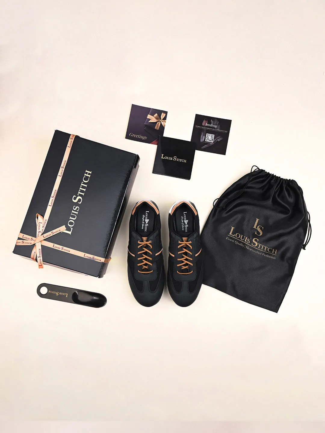 Mustered and Black Sneakers For Men