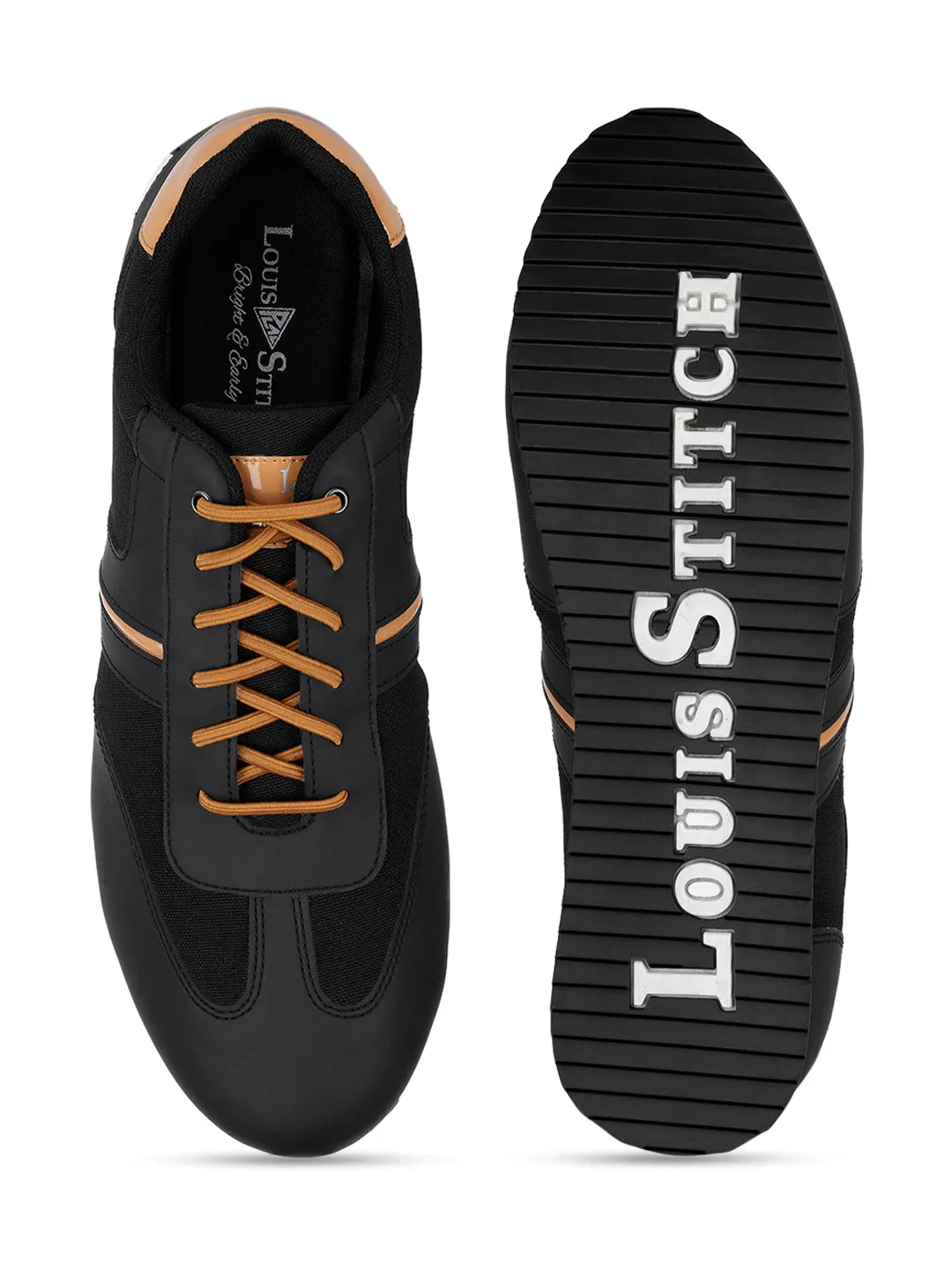 Mustered and Black Sneakers For Men