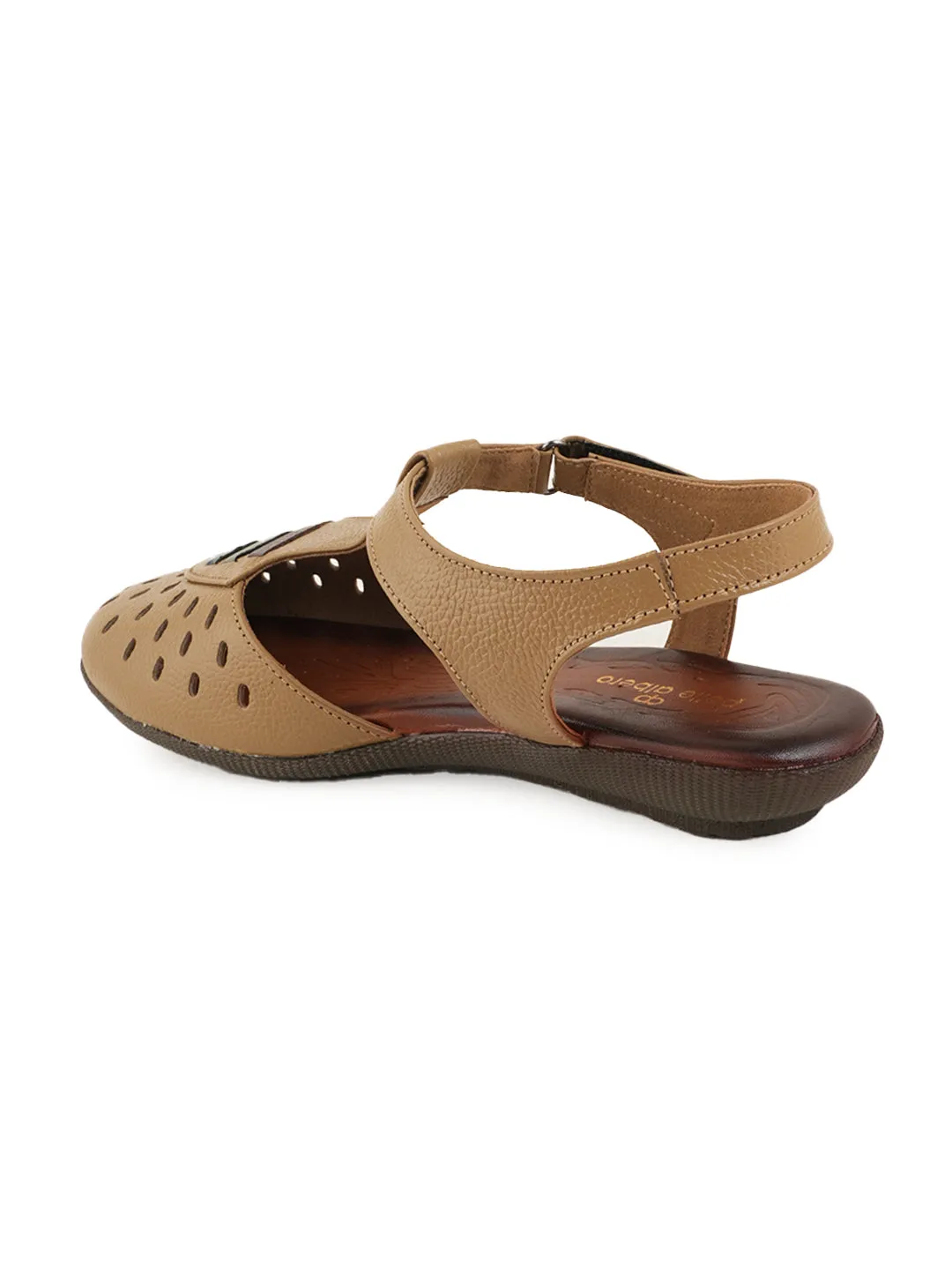 Pelle Albero Flat Beige Leather Sandals