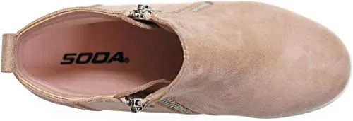 Soda Taylor Dusty Mauve Hidden Fashion Wedge Sneaker Shoes Side Zipper (5.5)