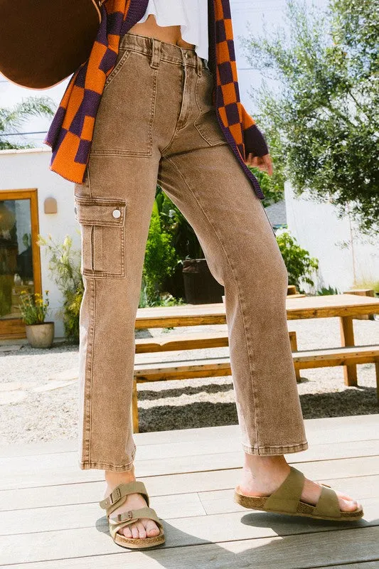 Straight Leg Cargo Jeans