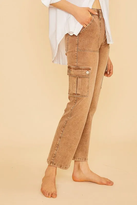 Straight Leg Cargo Jeans