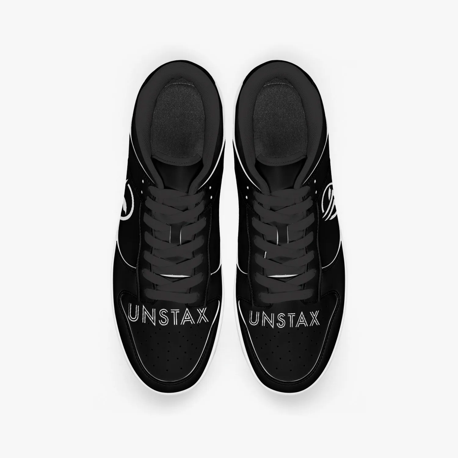 Unstax Black/White Dunk Stylish Low-Top Leather Sneakers