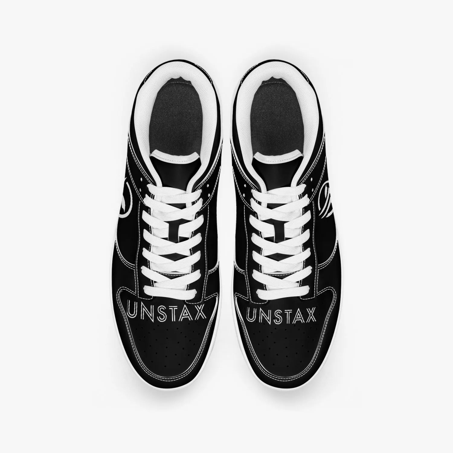 Unstax Black/White Dunk Stylish Low-Top Leather Sneakers
