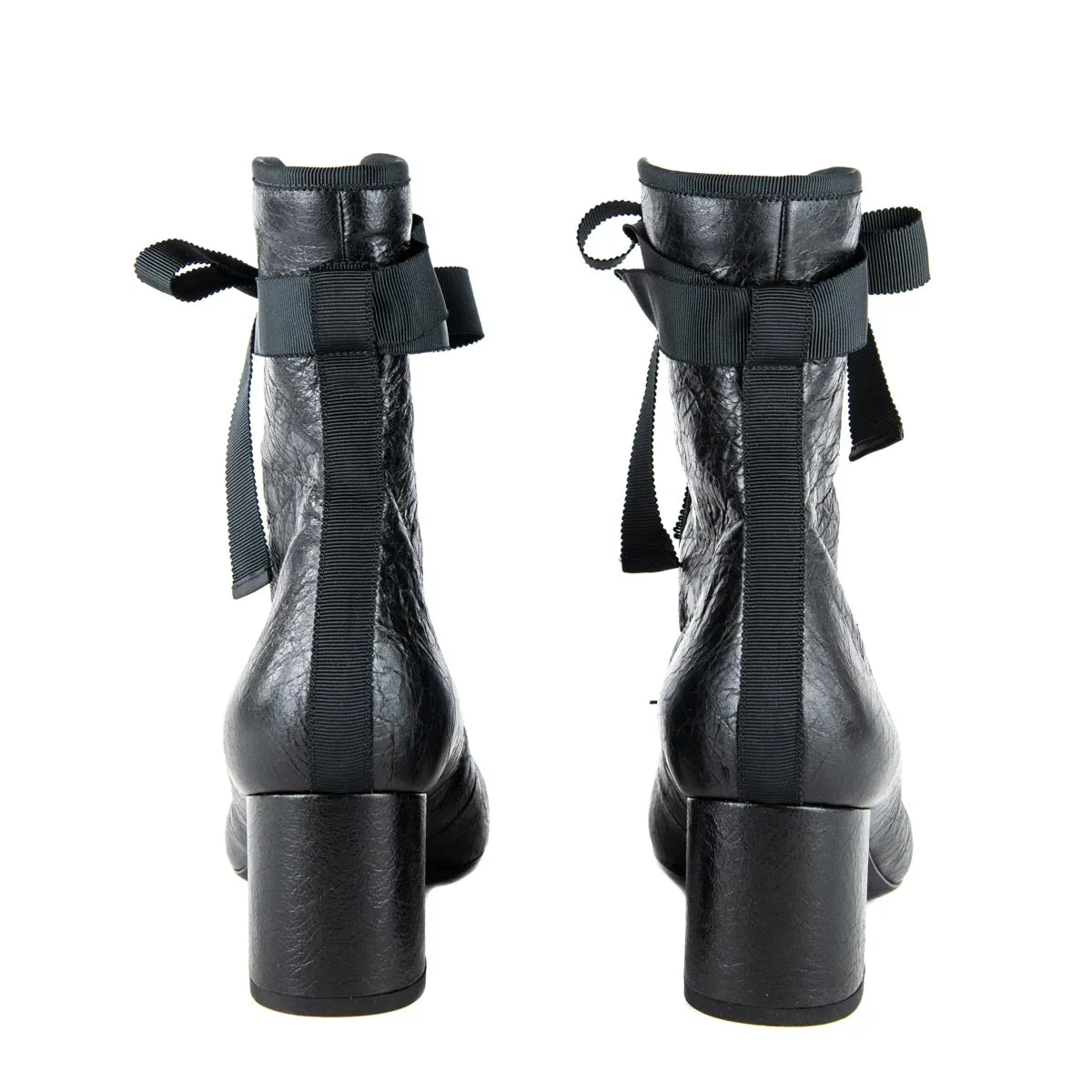 Valentino Black Leather Lace Up Boots Size 7 | 37