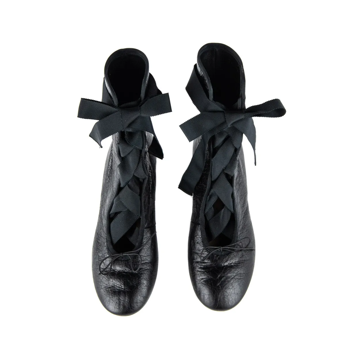 Valentino Black Leather Lace Up Boots Size 7 | 37