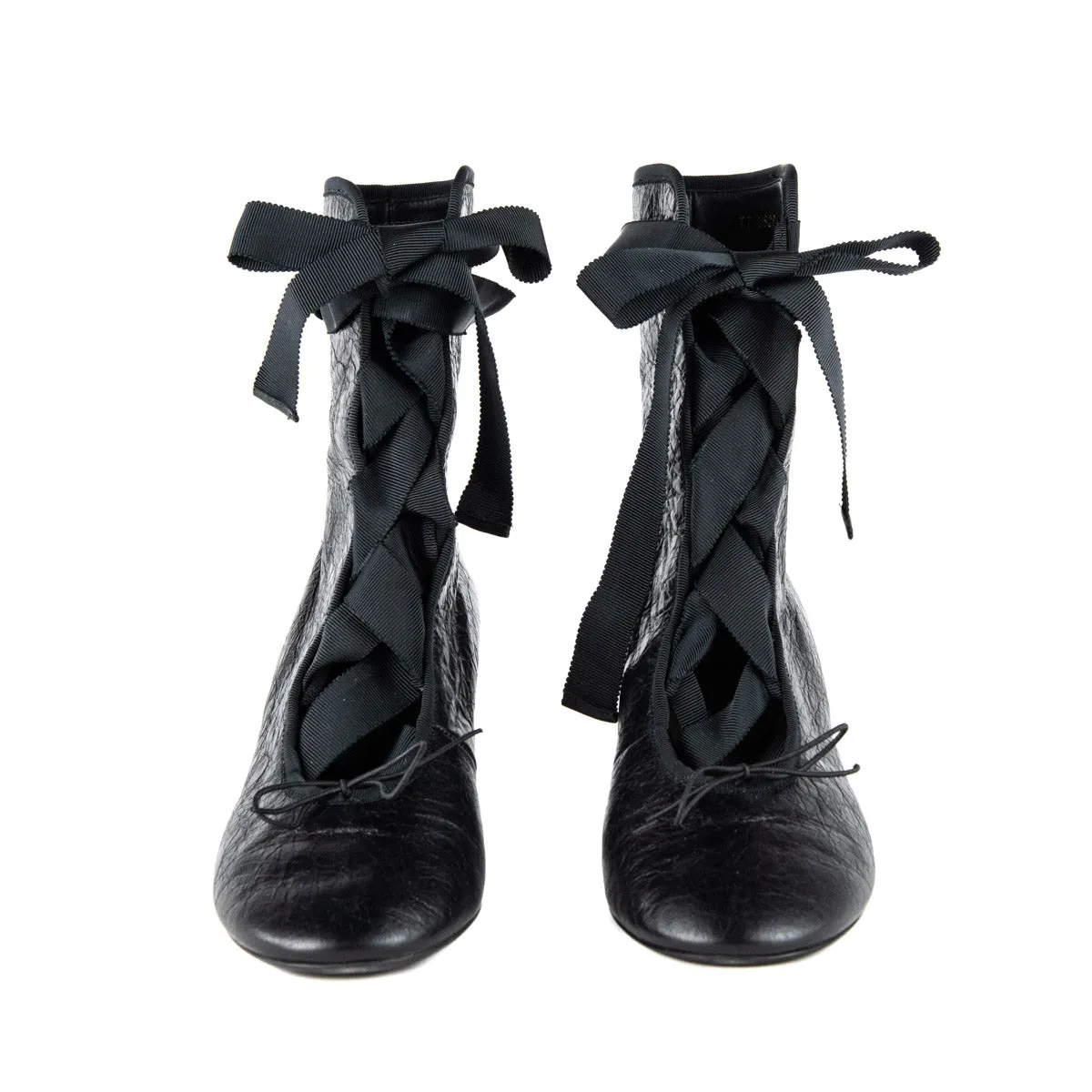 Valentino Black Leather Lace Up Boots Size 7 | 37