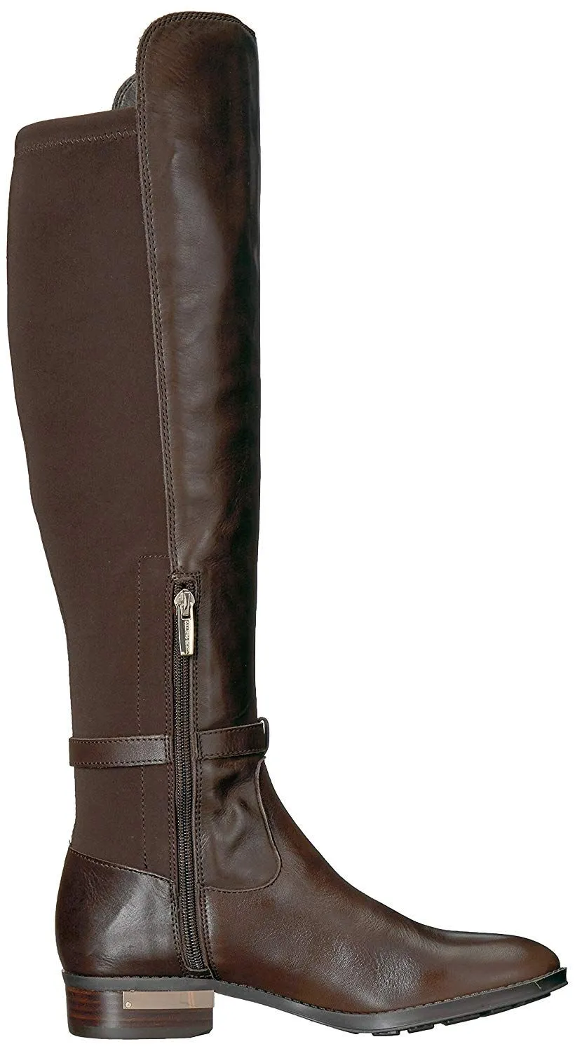Vince Camuto Pallien Edgy Style Studded Trim Stacked Heel Over The Knee Boots Expresso (7, Expresso)