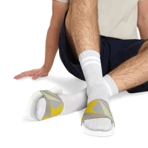 Yellow Grey Abstract Men Pu Slide Sandals