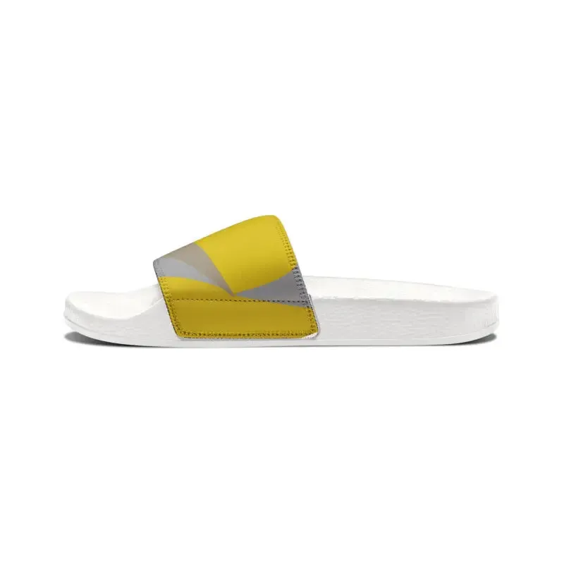 Yellow Grey Abstract Men Pu Slide Sandals