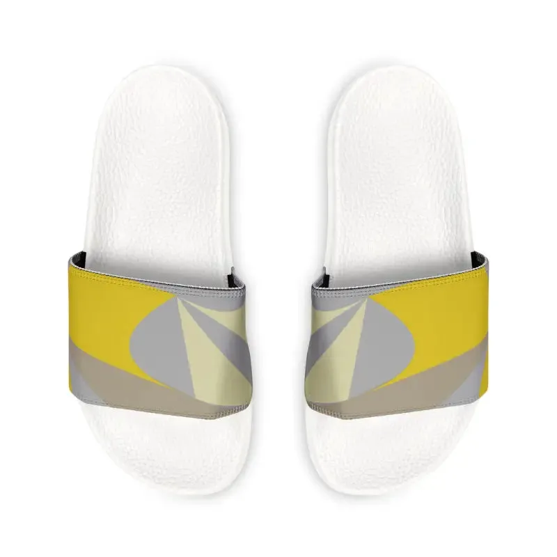 Yellow Grey Abstract Men Pu Slide Sandals