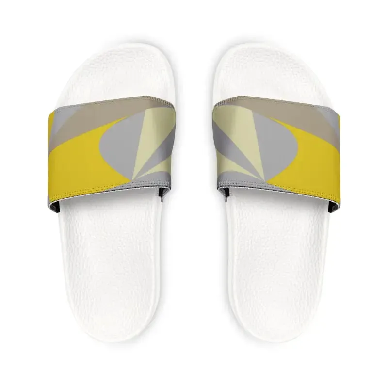 Yellow Grey Abstract Men Pu Slide Sandals